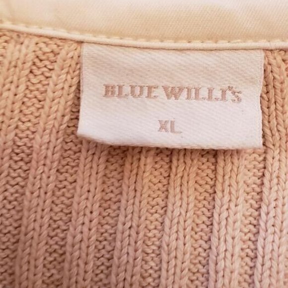 BLUE WILLI'S DENMARK, IVORY/BEIGE CABLE KNIT COLLARED SWEATER, XL - Picture 6 of 7